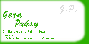 geza paksy business card