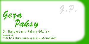 geza paksy business card